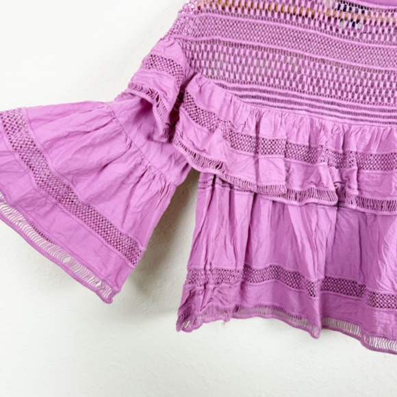 Sea New York Ruffle Baja Lace Cropped Purple Top Size 10 - Picture 7 of 7
